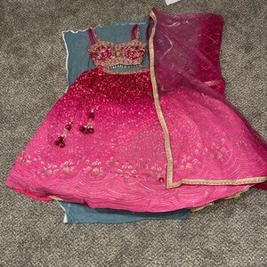 HOT Pink and Gold Embellished Lehenga Choli